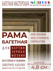 Рама багетная 70x100 для картин и зеркал, темно-коричневая-золотая - 4,8 см, классическая, пластиковая,  с креплением, 715-11