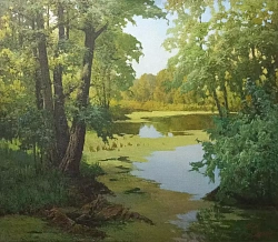 Картина. Виктор Довбенко. У озера. Холст, масло. 70х80 см. Авторская живопись. 