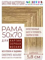 Рама багетная 50x70 для картин и зеркал - 5,8 см, классическая, пластиковая, с креплением,М-5-4
