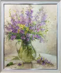 Картина. Светлана Соловьева. Колокольчики. Холст, масло. 50х40 см. Авторская живопись.