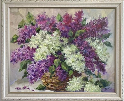 Картина. Никколова И.А. букет сирени. Холст, масло. 40х50 см. Авторская живопись. 