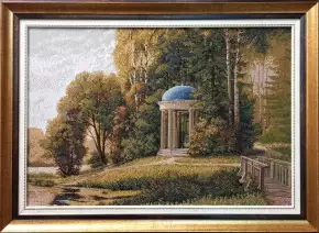 Гобелен в раме. Беседка в парке осень евро, габ 40х54 см, 715-10