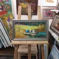 Картина. Александр Филиппов. Постирушки. Картон, масло. 21х40 см. Авторская живопись.