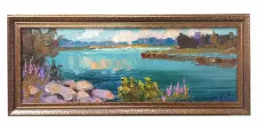 Картина. Александр Филиппов. Каменистый бережок холст, масло. 18х50 см. Авторская живопись.