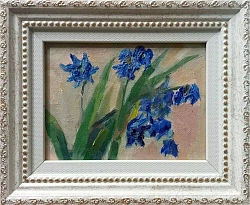 Картина. Олеся Фатеева. Весна пришла. Холст, картон, масло. 10х14 см. Авторская живопись. 