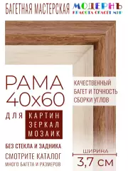 Рама багетная 40x60 для картин и зеркал - 3,7 см, классическая, пластиковая, с креплением, М-16-1