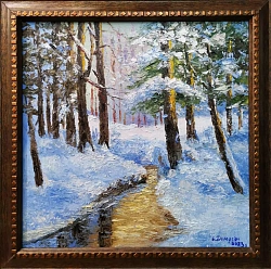 Картина. Стефан Домусчи "Этюд г. Борисогебск", холст, масло, 40х40 см. Авторская живопись. 