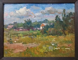 Картина. Александр Поплавский. Зеленый июнь. Картон, масло. 30х40 см. Авторская живопись. 