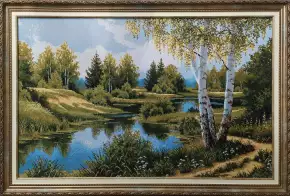 Гобелен в раме. Березы русские. 54х80 см