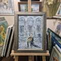 Картина. Инна Москалева. Гитарист. Холст, картон, масло. 40х30 см. Авторская живопись.
