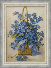 Гобелен в раме. Незабудки. 30х41 см, 702-37