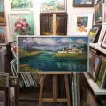 Картина. Александр Филиппов. На волжских просторах. Холст, масло. 50х100 см. Авторская живопись.