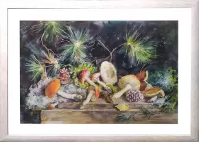 Картина. Людмила Петренко Грибы, бумага, акварель, 66х89 см. Авторская живопись.
