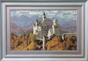Гобелен в раме. Замок Нойшванштайн. 46х66 см