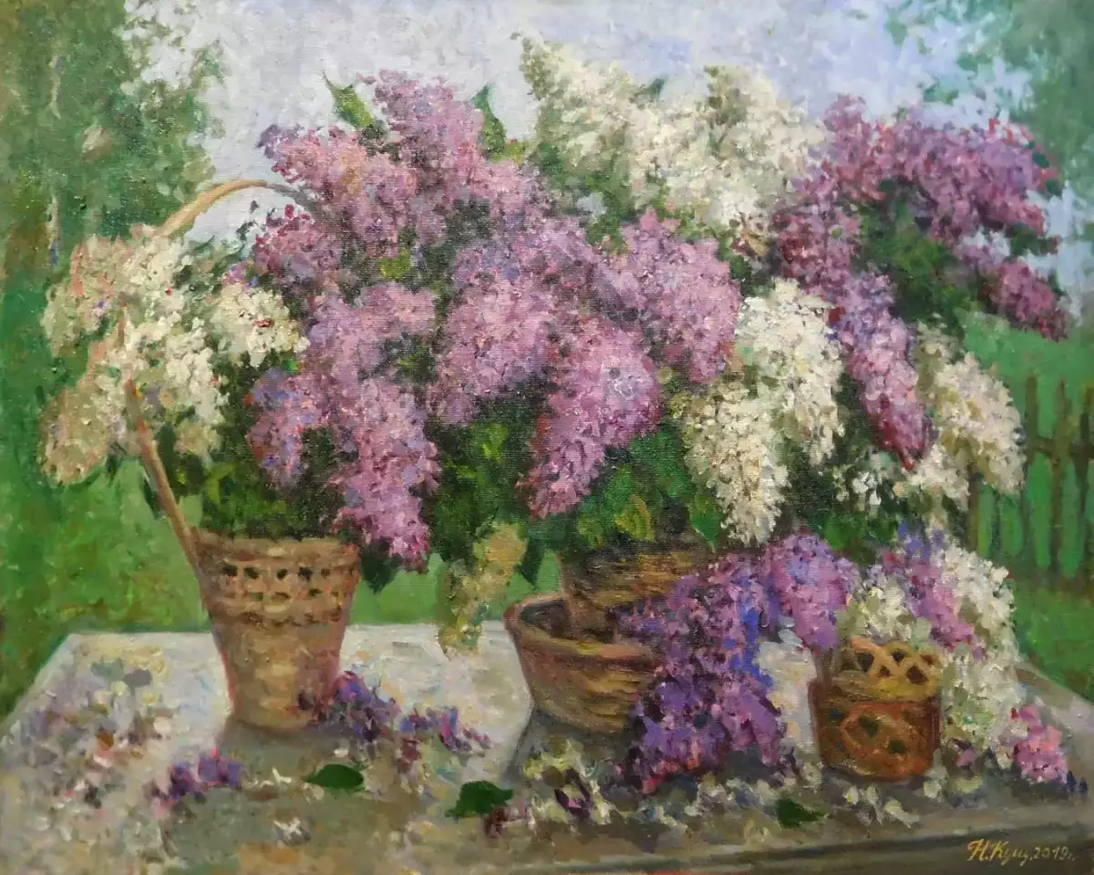 Картина. Надежда Кущева Сирень, холст, масло, 60х75 см. Авторская живопись.