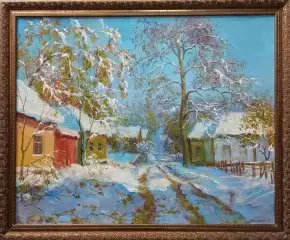 Картина. Виктор Бойченко. Зимний Воронеж. Картон, масло. 52х64 см. Авторская живопись.