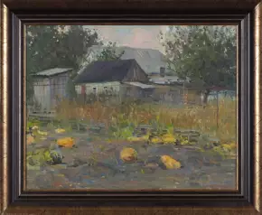 Картина. Евгений Щеглов Тыквы, картон, масло, 39х50 см. Авторская живопись.
