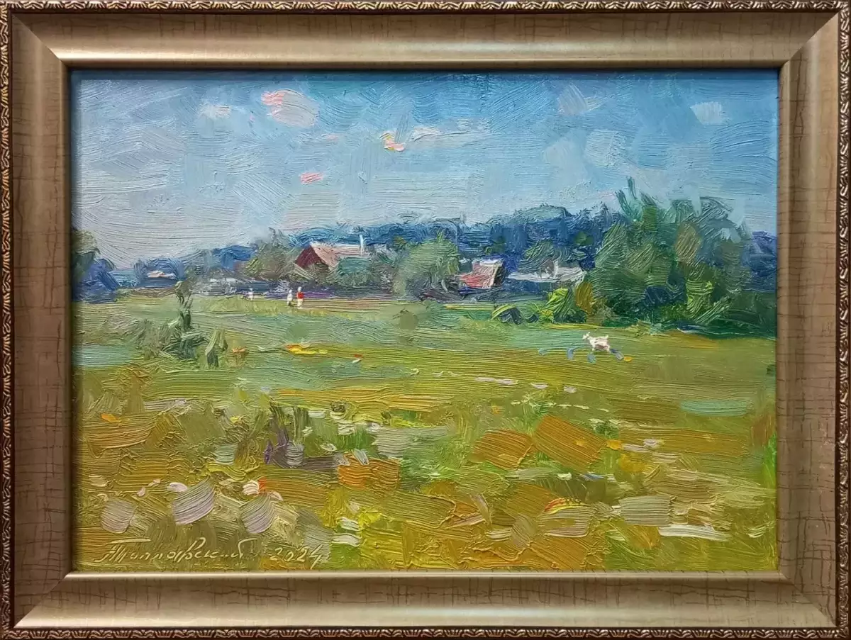 Картина. Александр Поплавский. Майское утро. Картон, масло, 20х27.5 см. Авторская живопись.
