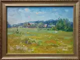 Картина. Александр Поплавский. Майское утро. Картон, масло, 20х27.5 см. Авторская живопись.