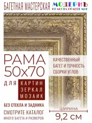 Рама багетная 50x70 для картин и зеркал - 9,2 см, классическая, пластиковая, с креплением, М-19-2