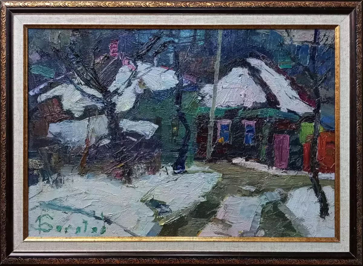 Картина. Юрий Болотов. Оттепель. Холст, масло. 30х45 см. Авторская живопись