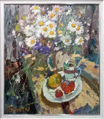Картина. Юрий Болотов. Полевые цветы. Холст, масло. 70х60см. Авторская живопись