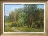 Картина. Виктор Мириленко. Сосновый лес Ступино. ДВП, масло, акрил. 35х50 см. Авторская живопись.