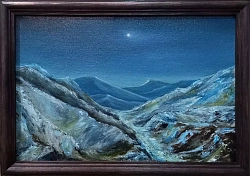 Попов Дмитрий. Космический пейзаж. Холст, картон, масло. 20х30 см. Авторская живопись
