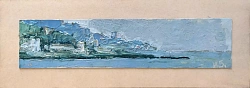 Картина. Иван Бондарев "Алушта" картон, масло, 5х21 см. Авторская живопись.