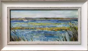 Картина. Олеся Фатеева По волнам картон, масло, 16х33 см. Авторская живопись.