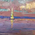 Картина. Александр Филиппов. Тихое утро в Калязине. Холст, масло. 30х50 см. Авторская живопись.