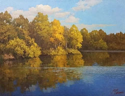 Картина. Виктор Довбенко. Шиловское озеро. Холст, масло. 65х85 см. Авторская живопись. 