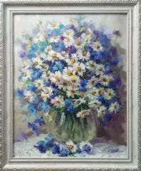 Картина. Никколова И.А. Букет из луговых цветов. Холст, масло. 50х40 см. Авторская живопись.