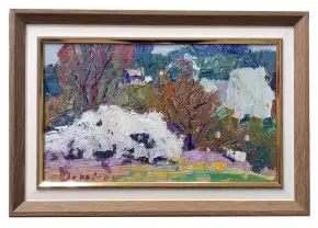 Картина. Юрий Болотов. Цветущий май. Холст, масло. 20х35 см. Авторская живопись