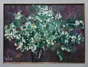 Картина. Инна Москалева. Жасмин. Картон. масло. 38х53 см. Авторская живопись.