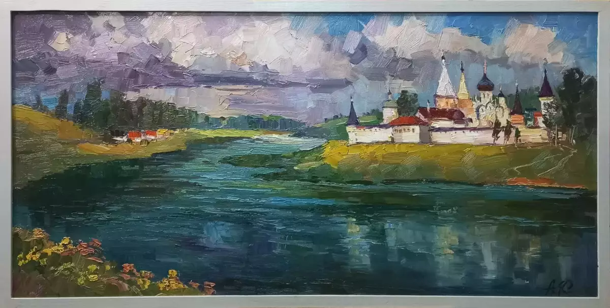 Картина. Александр Филиппов. На волжских просторах. Холст, масло. 50х100 см. Авторская живопись.