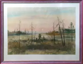 Картина. Виктория Винокурова По пути в Изборск, бумага, акварель, 40х53 см. Авторская живопись.