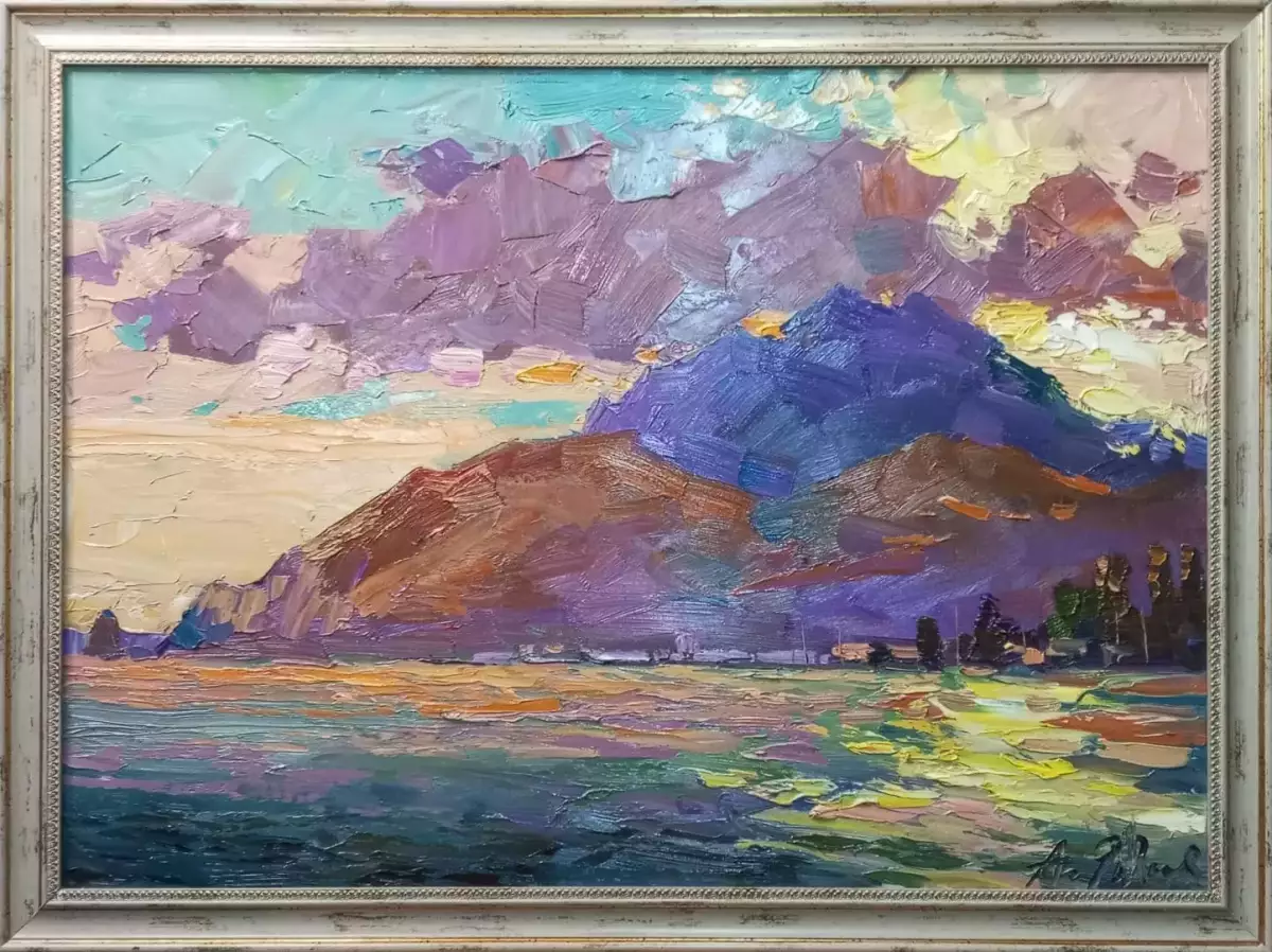 Картина. Александр Филиппов. Вечереет Крым. Холст, масло. 50х70 см. Авторская живопись.