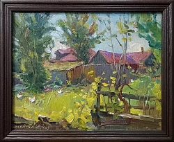 Картина. Александр Поплавский. Калачеевские домики. Картон, масло. 20х27 см. Авторская живопись. 