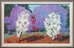 Картина. Юрий Болотов. Яблони в цвету. Холст, масло. 30х50 см. Авторская живопись