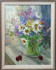 Картина. Светлана Соловьева. Полевые цветы. Холст, масло. 40х30 см. Авторская живопись.
