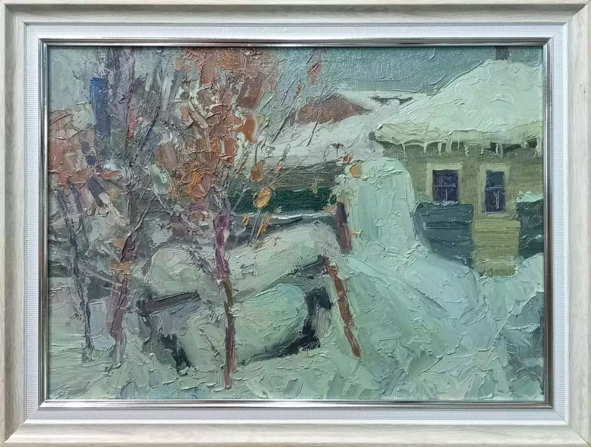 Картина. Юрий Болотов. Под снежным одеялом. Холст, масло. 25х35 см. Авторская живопись