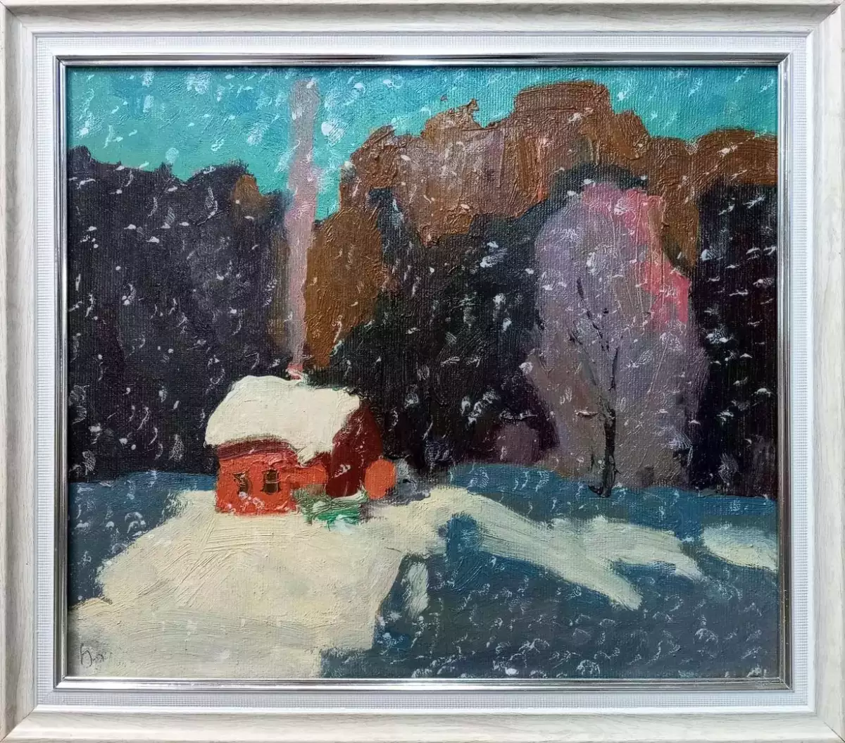 Картина. Юрий Болотов. Морозит. Холст, масло. 30х35 см. Авторская живопись