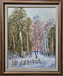 Картина. Стефан Домусчи. Околица. Холст, картон, масло. 53х43см.. Авторская живопись. 
