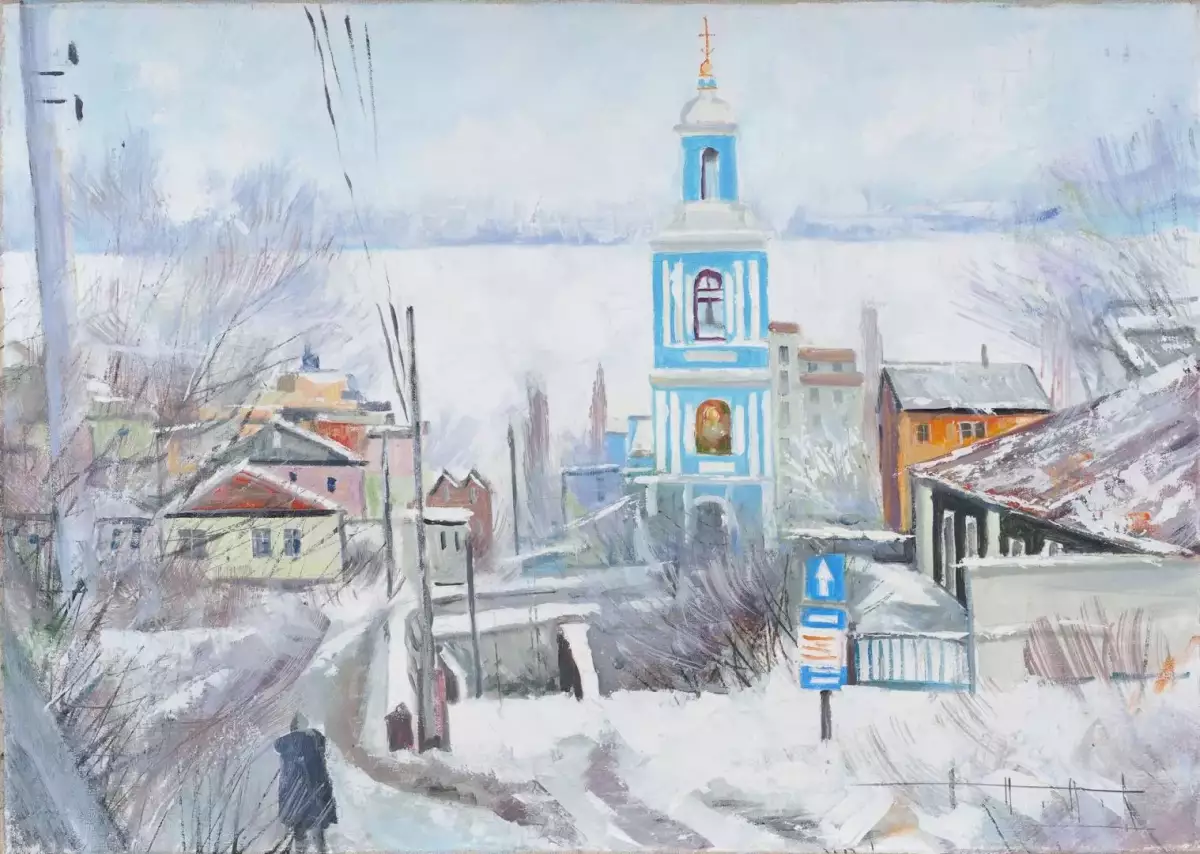 Картина. Владимир Попов Никольский храм, холст, масло, 50х70 см. Авторская живопись.
