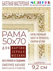 Рама багетная 50x70 для картин и зеркал - 9,2 см, классическая, пластиковая, с креплением, М-19-1