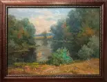 Картина. Александр Поплавский. Утро в начале осени. Оргалит, масло, 35х47 см. Авторская живопись.