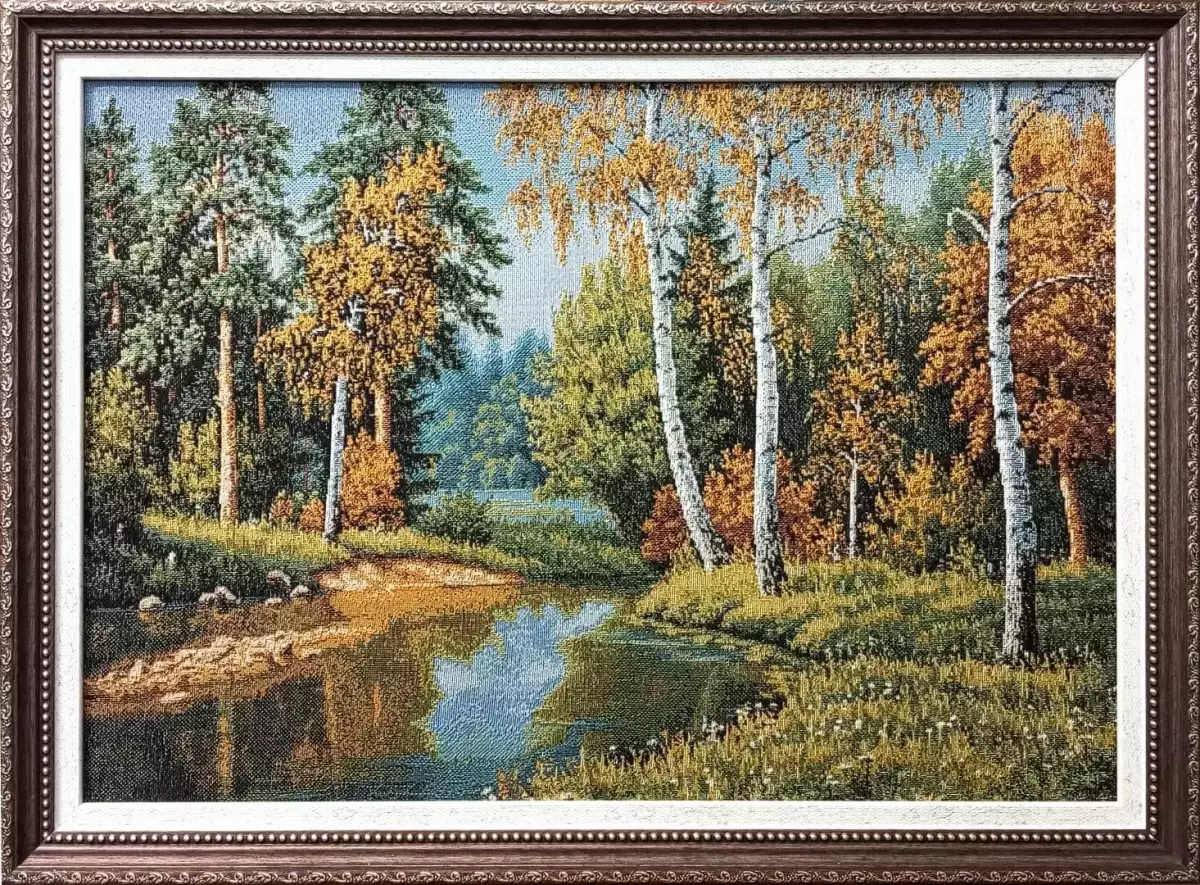 Гобелен в раме. В краю березового ситца. 39х53 см