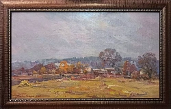 Картина. Александр Поплавский. Осенний сюжет. Холст, картон, масло. 30х50 см. Авторская живопись. 