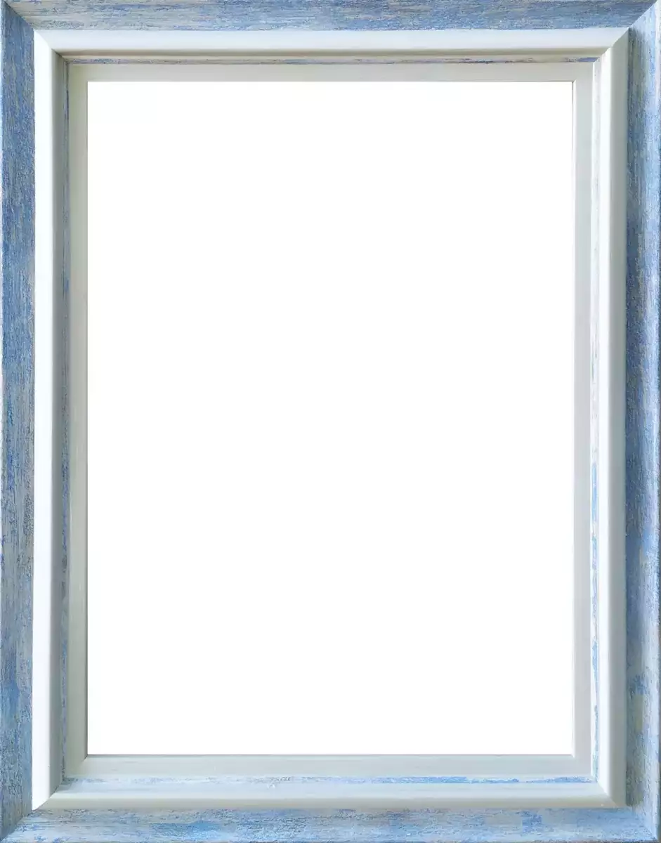 Рама багетная 40x60 для картин, белая-голубая - 3,5 см, современная, пластиковая, с креплением, 702-37
